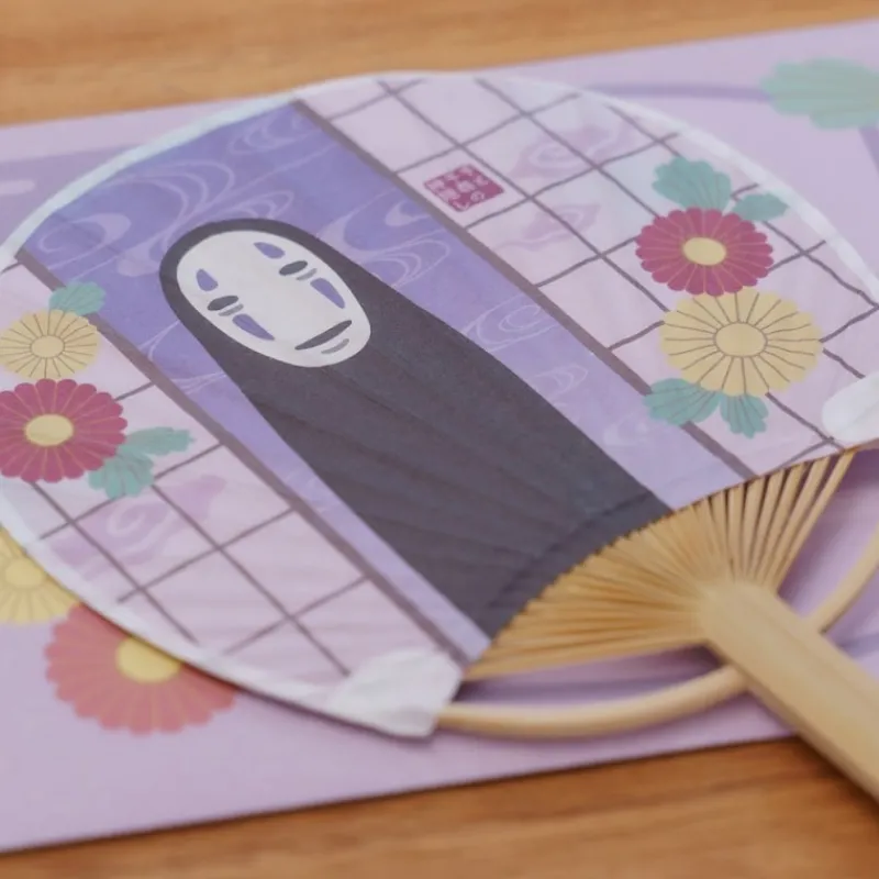 Maison Ghibli Bamboo Fan & Letter Set No Face with Flower - Spirited Away | Accessories