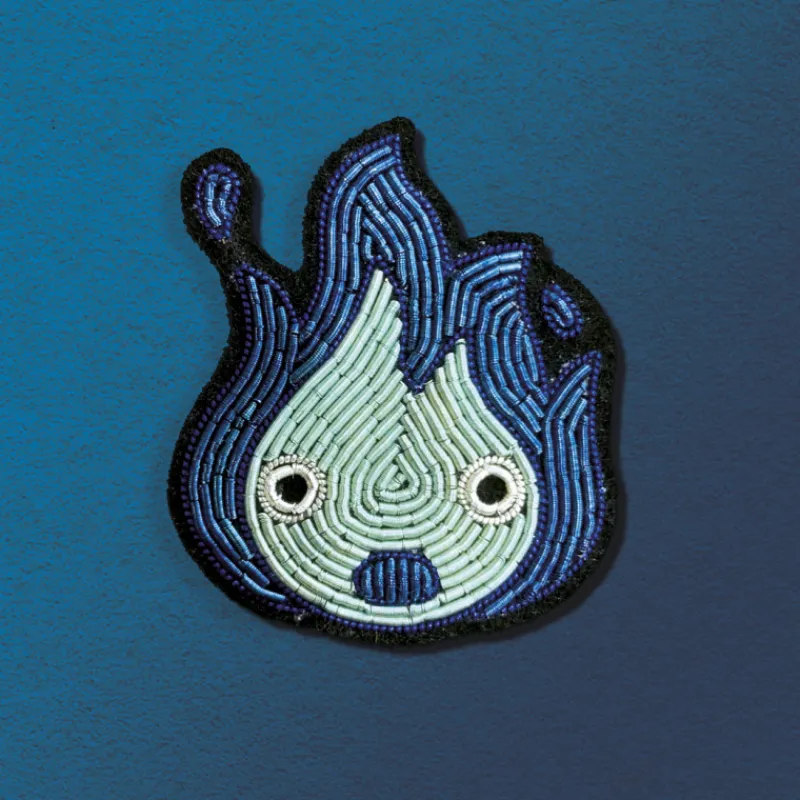 Maison Ghibli Embroidered Jewel Brooch Blue Calcifer - Howl’s Moving Castle | Pins