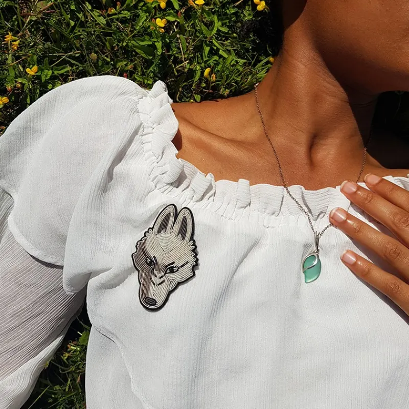 Maison Ghibli Embroidered Jewel Brooch Moro - Princess Mononoke | Pins