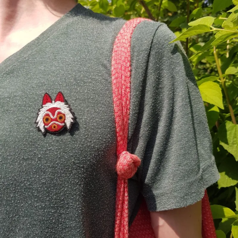 Maison Ghibli Embroidered Jewel Brooch San’s mask - Princess Mononoke | Pins