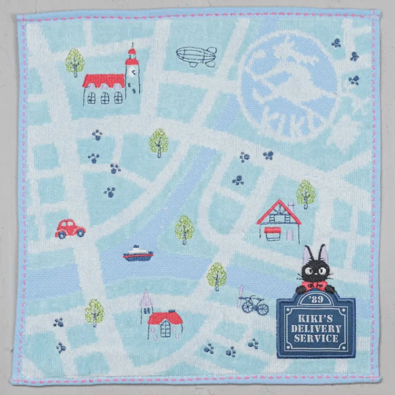 Maison Ghibli Mini Towel City map 25x25 cm - Kiki's Delivery Service | Household Linen