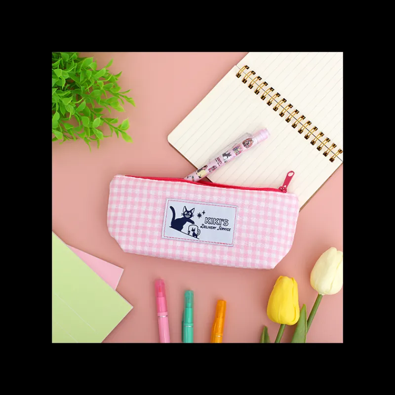 Maison Ghibli Pink Checkered Pencil case - Kiki's Delivery Service | Storage