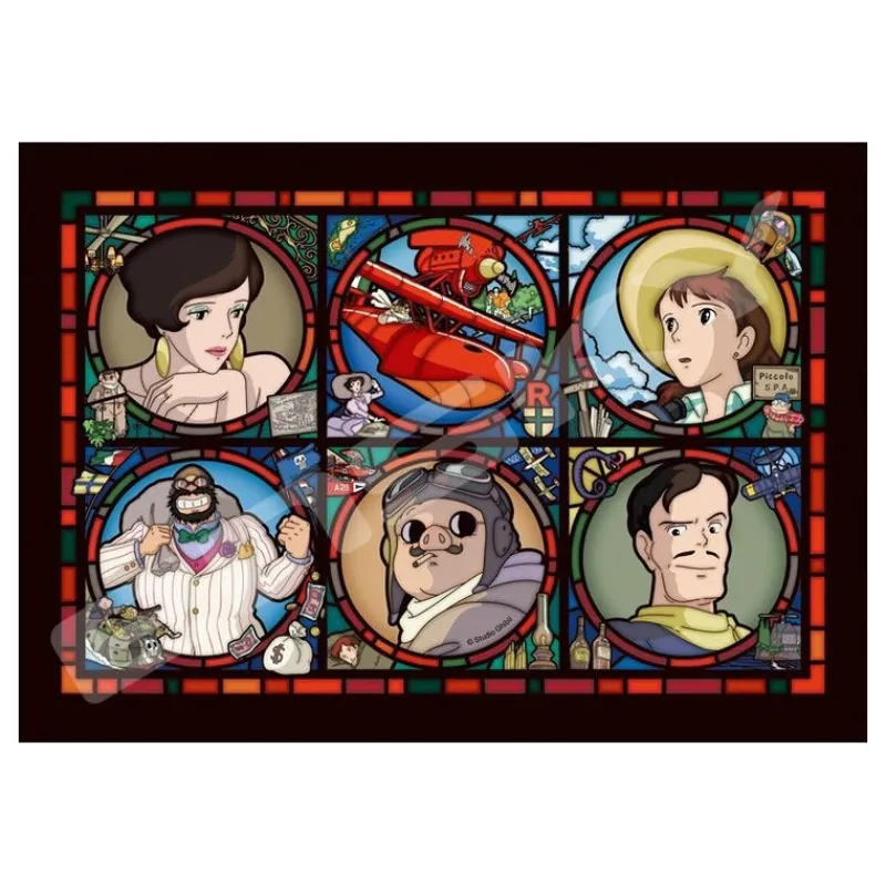 Maison Ghibli Stained glass Puzzle 208P Characters gallery - Porco Rosso | Jigsaw Puzzle