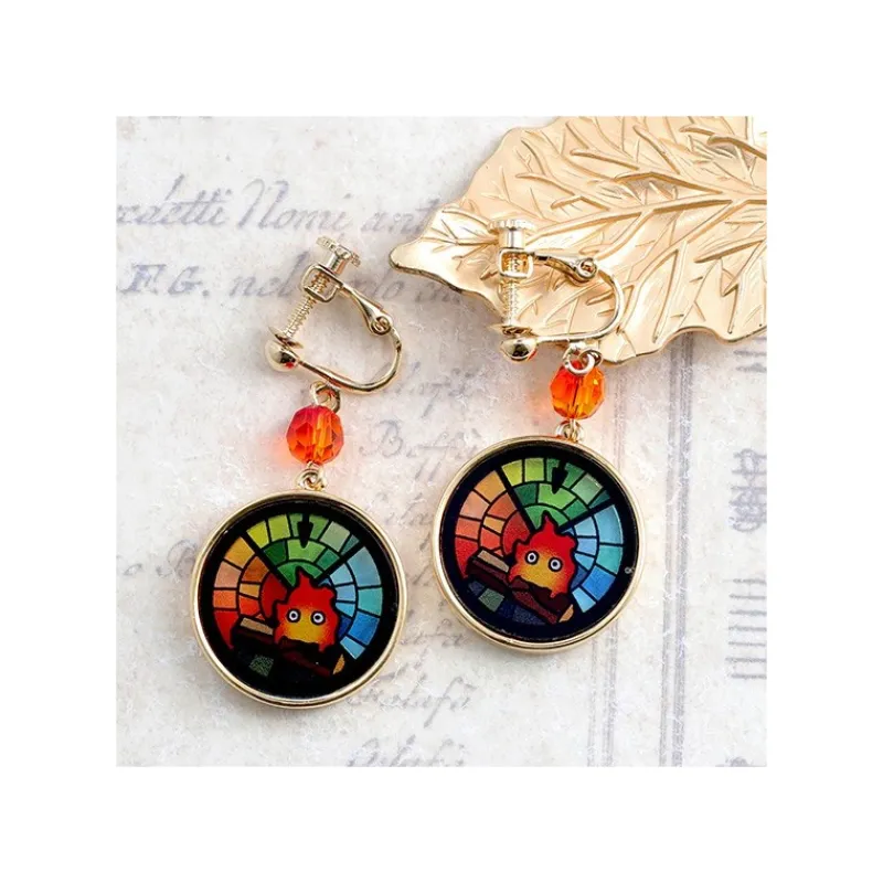 Maison Ghibli STAINED GLASS SERIES - EARRINGS CALCIFER- HOWL'S MOVING CASTLE | Jewellery