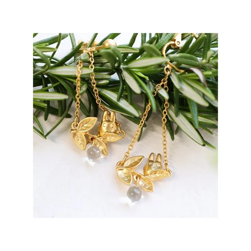 Maison Ghibli White Totoro Clip Earrings Jewel Hidden In A Leaf - My Neighbor Totoro | Jewellery