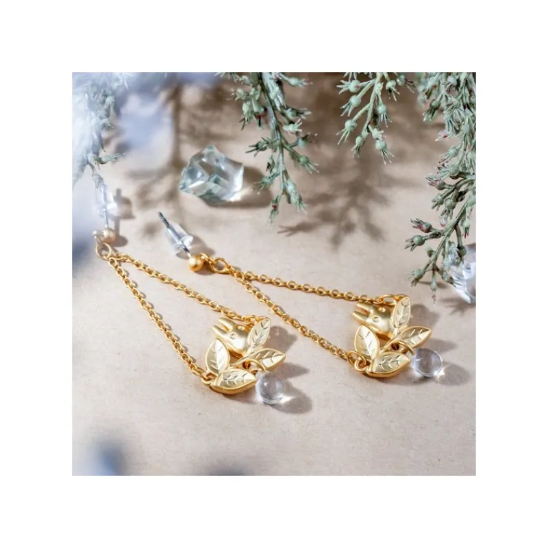 Maison Ghibli White Totoro Earring Hidden In A Leaf - My Neighbor Totoro | Jewellery