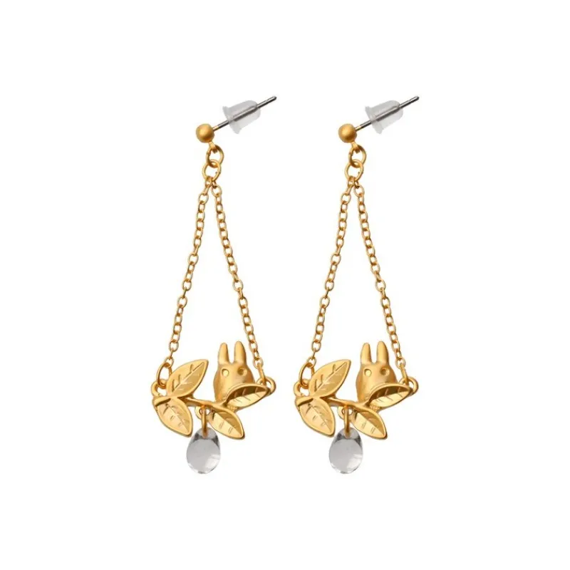 Maison Ghibli White Totoro Earring Hidden In A Leaf - My Neighbor Totoro | Jewellery