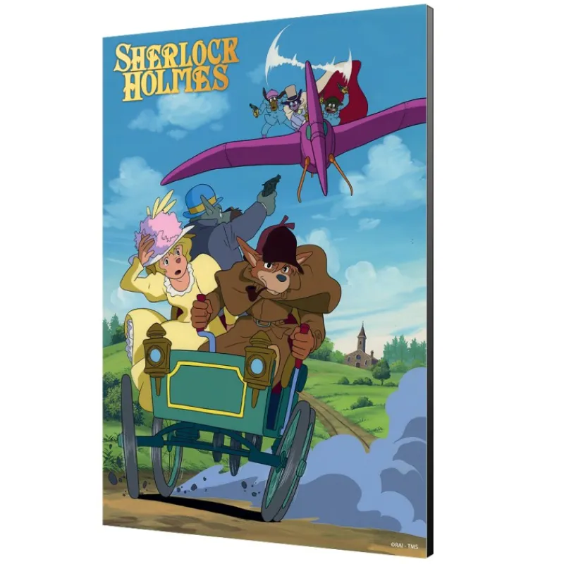 Maison Ghibli Wood Panel 01 - Sherlock vs Moriarty - Sherlock Hound | Wall Decoration