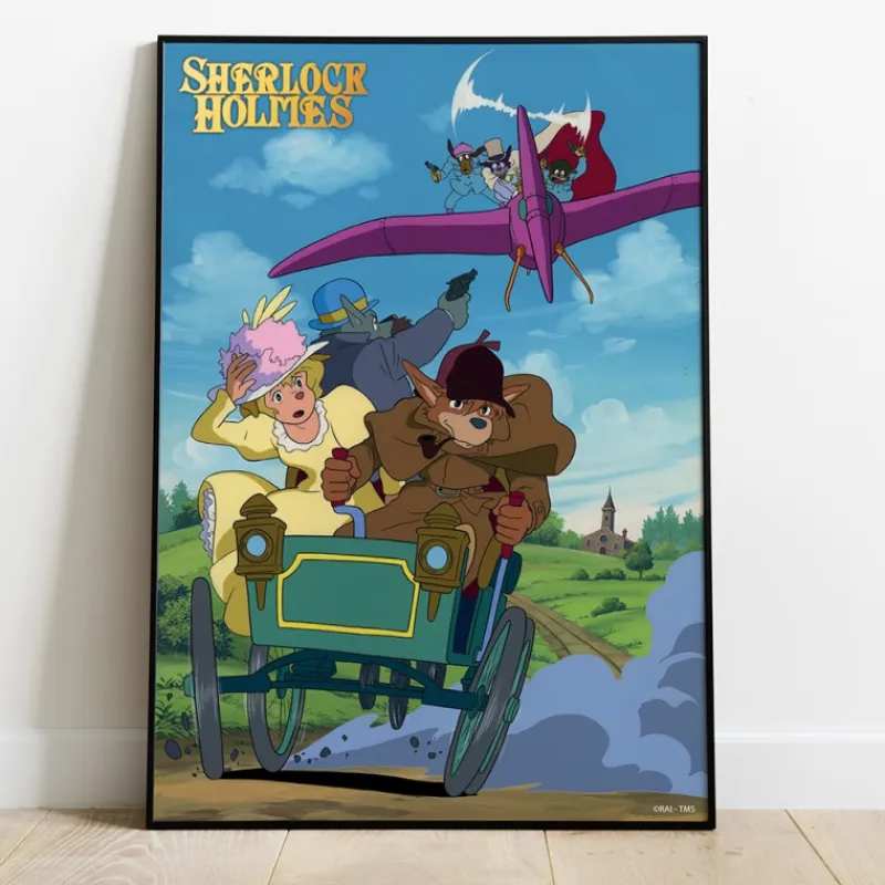 Maison Ghibli Wood Panel 01 - Sherlock vs Moriarty - Sherlock Hound | Wall Decoration
