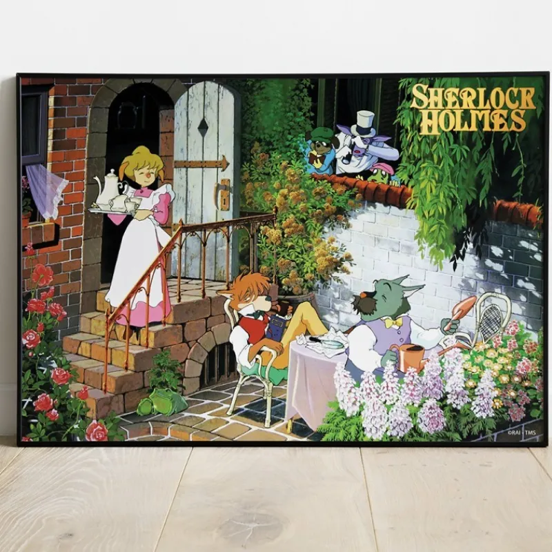 Maison Ghibli Wood Panel 03 - Tea time - Sherlock Holmes | Wall Decoration